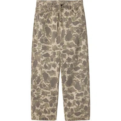 Carhartt Work In Progress Duck Landon Camo Loose Tapered Organic Cotton Jeans In Camo Duck Black Bleached