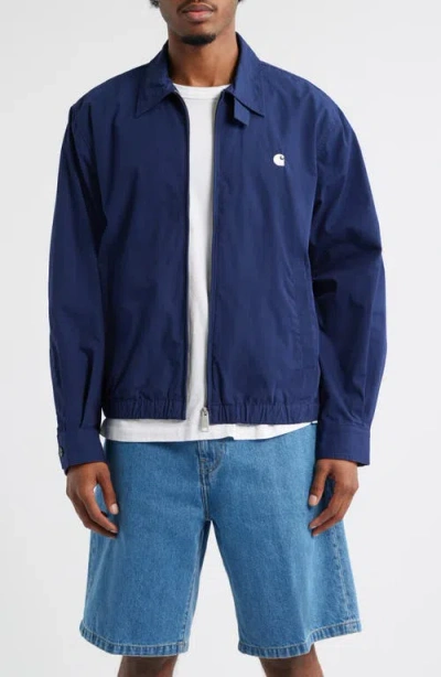 Carhartt Work In Progress Duke Cotton Poplin Zip Jacket In Blue