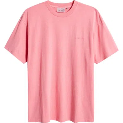Carhartt Work In Progress Duster Script Logo Embroidered T-shirt In Charm Pink Garment