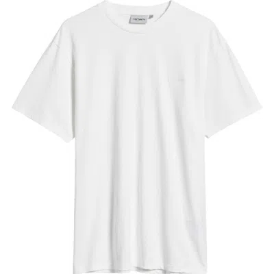 Carhartt Work In Progress Duster Script Logo Embroidered T-shirt In White Garment Dyed