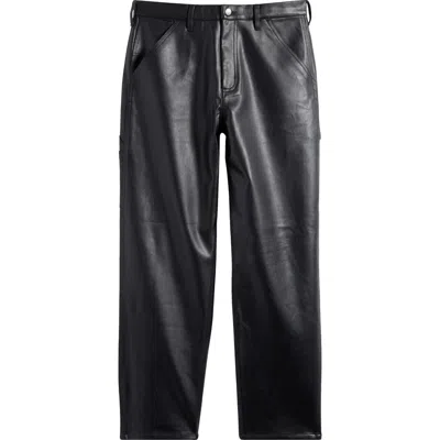 Carhartt Work In Progress Faux Leather Carpenter Pants In Black