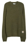 Carhartt Work In Progress Firth Oversize Ribbed Crewneck Sweater In Green