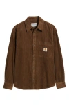 Carhartt Work In Progress Flint Corduroy Button-up Shirt In Chocolate