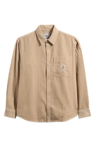 Carhartt Work In Progress Flint Corduroy Button-up Shirt In Wall Rinsed
