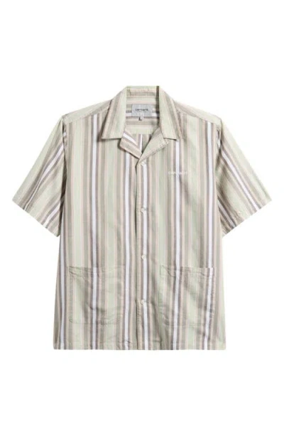 Carhartt Work In Progress Folsey Stripe Cotton & Linen Camp Shirt In Multi