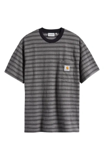 Carhartt Work In Progress Gellar Jacquard Stripe Cotton Pocket T-shirt In Black
