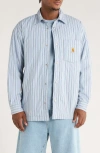 Carhartt Striped Cotton Shirt Jacket With Chest Pocket In Blue