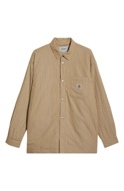 Carhartt Work In Progress Grimsby Stripe Shirt Jacket In Brown
