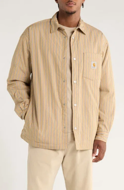 Carhartt Work In Progress Grimsby Stripe Shirt Jacket In Brown