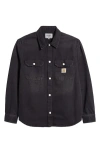 Carhartt Wip Classic Button-up Shirt Jacket In Black Dark Used Wash