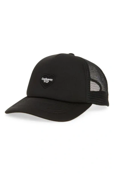 Carhartt Work In Progress Heart Patch Trucker Hat In Black