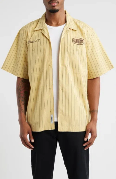 Carhartt Work In Progress Hendry Short Sleeve Camp Shirt In Yellow