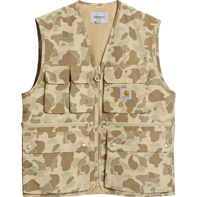 Carhartt Work In Progress Irwin Camo Poplin Vest In Camo Duck Desert