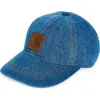 Carhartt Work In Progress Lincoln Logo Patch Denim Baseball Cap In Blue (bleached)