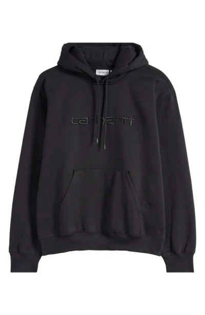 Carhartt Work In Progress Logo Embroidered Hoodie In Black/black