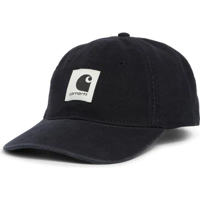 Carhartt Work In Progress Logo Patch Adjustable Cotton Canvas Ball Cap In Black
