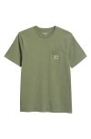 Carhartt Cotton T-shirt In Military Green With Pocket And Logo In Dollar Green