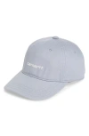 Carhartt Work In Progress Logo Script Baseball Cap In Gray