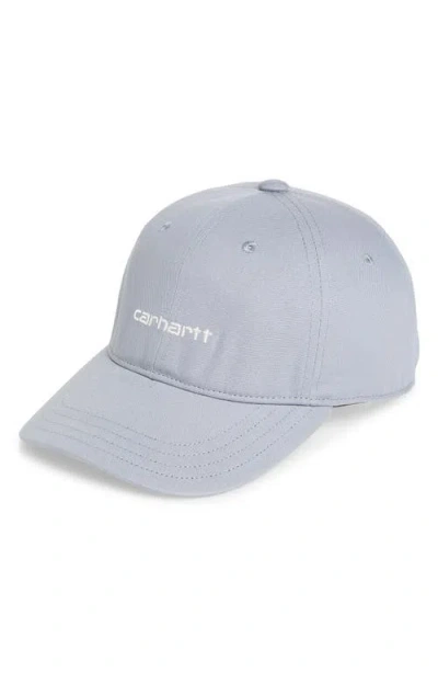 Carhartt Work In Progress Logo Script Baseball Cap In Gray