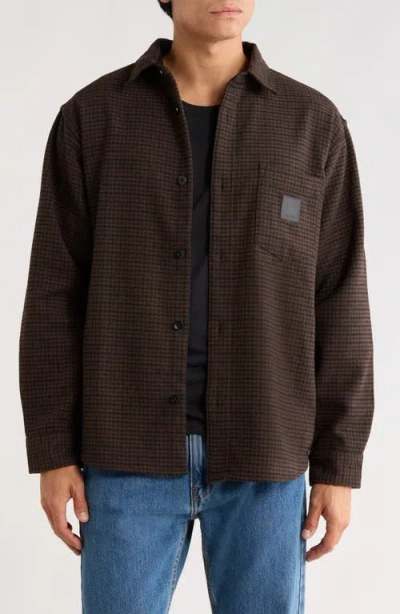Carhartt Work In Progress Lowis Loose Fit Brushed Herringbone Button-up Shirt In Brown