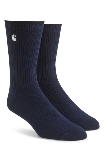 Carhartt Work In Progress Madison 2-pack Crew Socks In White/dark Navy