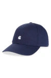 Carhartt Work In Progress Madison Logo Embroidered Baseball Cap In Air Force Blue/whi