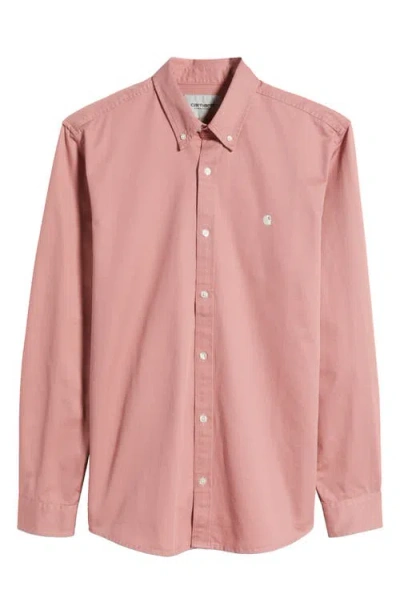 Carhartt Work In Progress Madison Twill Sport Shirt In Dusty Rose/wax