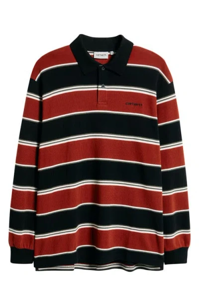 Carhartt Work In Progress Malone Long Sleeve Cotton Rubgy Shirt In Red
