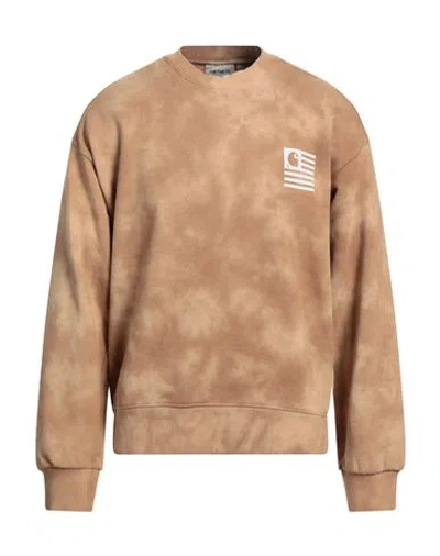 Carhartt Wip Man Sweatshirt Camel Size Xl Cotton, Elastane In Beige