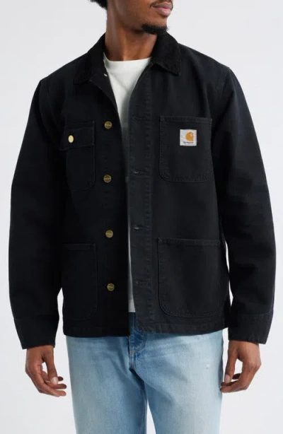Carhartt Work In Progress Michigan Organic Cotton Canvas Coat In Black