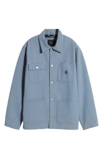 Carhartt Work In Progress Michigan Relaxed Sueded Button-up Chore Coat In Dove Grey