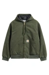 Carhartt Work In Progress Og Active Insulated Hooded Organic Cotton Canvas Jacket In Green