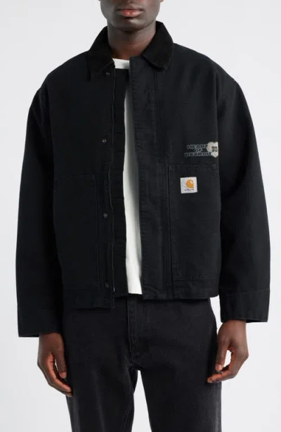Carhartt Work In Progress Og Arcan Graphic Organic Cotton Canvas Jacket In Black