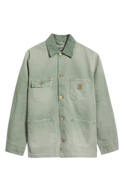 Carhartt Work In Progress Og Dearborn Organic Cotton Canvas Chore Jacket In Green