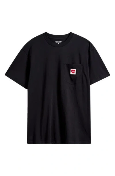 Carhartt Work In Progress Pocket Heart Organic Cotton T-shirt In Black