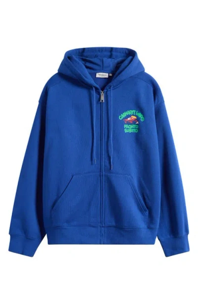 Carhartt Work In Progress Pronto Subito Graphic Zip Hoodie In Blue
