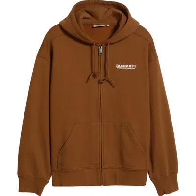 Carhartt Work In Progress Runaway Zip-up Hoodie In Hamilton Brown/white