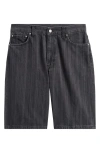 Carhartt Work In Progress Rylan Loose Fit Stripe Cotton Denim Shorts In Black
