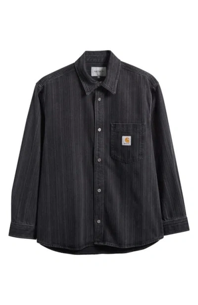 Carhartt Work In Progress Rylan Stripe Cotton Denim Button-up Shirt Jacket In Black