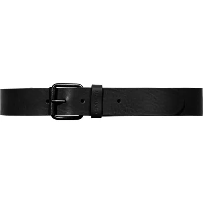 Carhartt Work In Progress Script Leather Belt In Black/black