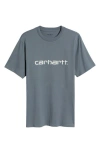 Carhartt Work In Progress Script Logo Graphic T-shirt In Dove Grey/wax
