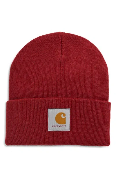 Carhartt Work In Progress Short Watch Beanie In Red