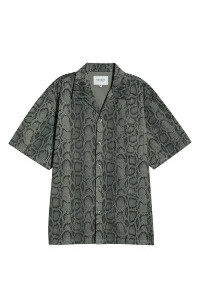 Carhartt Work In Progress Snake Camo Cotton Twill Camp Shirt In Green