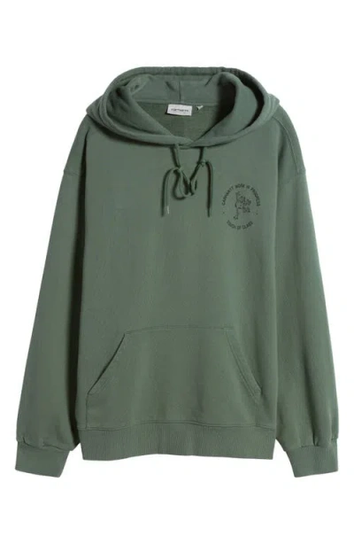 Carhartt Work In Progress Stamp Fleece Hoodie In Duck Green / Black