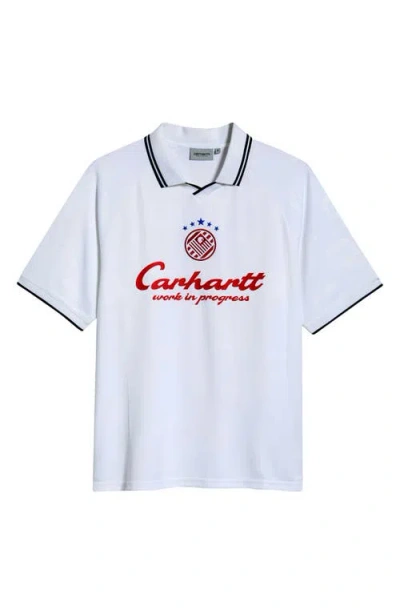 Carhartt Work In Progress Terrace Football Embroidered Graphic Polo In Multi