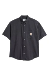 Carhartt Work In Progress Toland Seersucker Short Sleeve Button-up Shirt In Gray