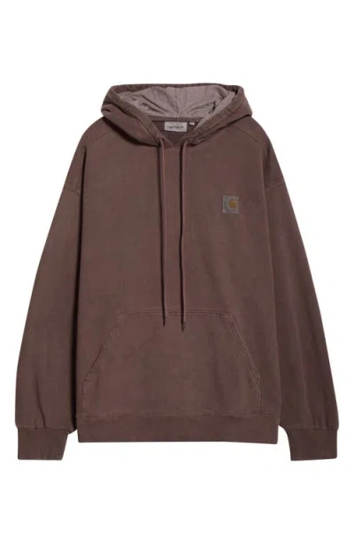 Carhartt Work In Progress Vista Logo Patch Hoodie In Brown