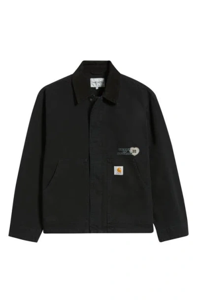 Carhartt Work In Progress Walter Cotton & Linen Canvas Chore Coat In Black