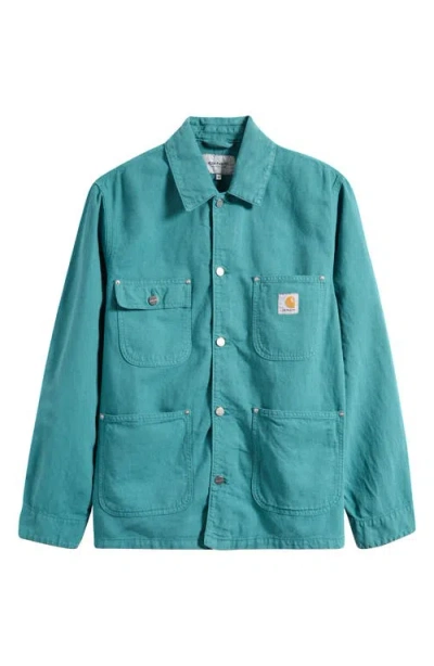 Carhartt Work In Progress Walter Cotton & Linen Canvas Chore Coat In Blue