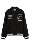 Carhartt Work In Progress World Class Felted Varsity Jacket In Black